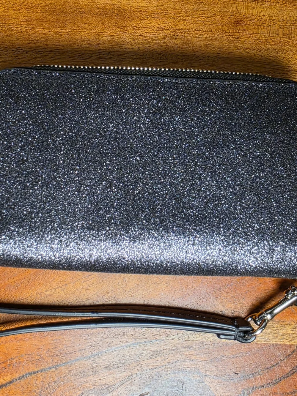 Coach Black Glitter Leather Wristlet